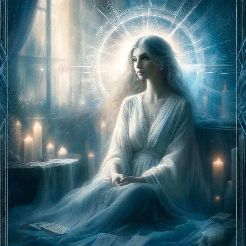 High Priestess as feelings, imagine her as your inner voice that whispers truths too soft for the hustle and bustle of daily life to hear